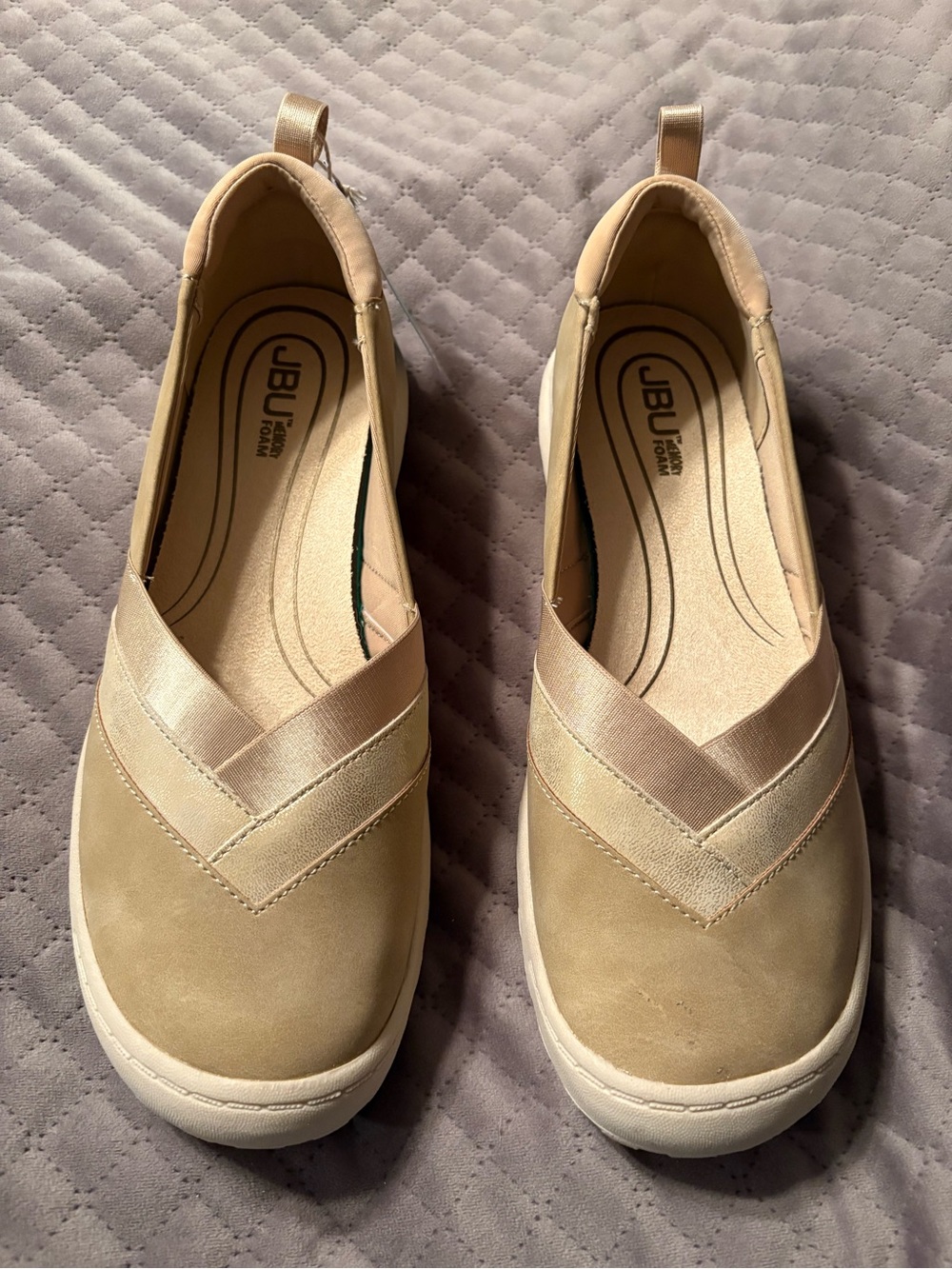 JBU by Jambu Salma Size 9 Ballet Flats New In Box Memory Foam Taupe Tan Beige